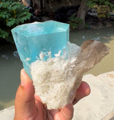 Top Grade Gemmy Aquamarine on Albite and Quartz from Shigar valley Pakistan - 317 gram