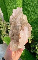 Pink Rose Quartz Strip on Lustrous Elestial Smoky Quartz from Paprok Afghanistan - 927 grams