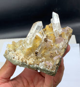 Pink Apatites with Feden Quartz on Matrix from Pakistan - 420
