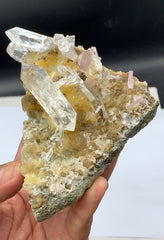 Pink Apatites with Feden Quartz on Matrix from Pakistan - 420
