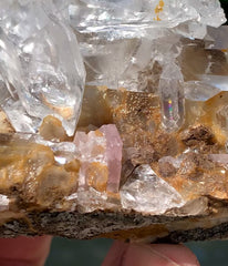 Pink Apatites with Feden Quartz on Matrix from Pakistan - 575 gram