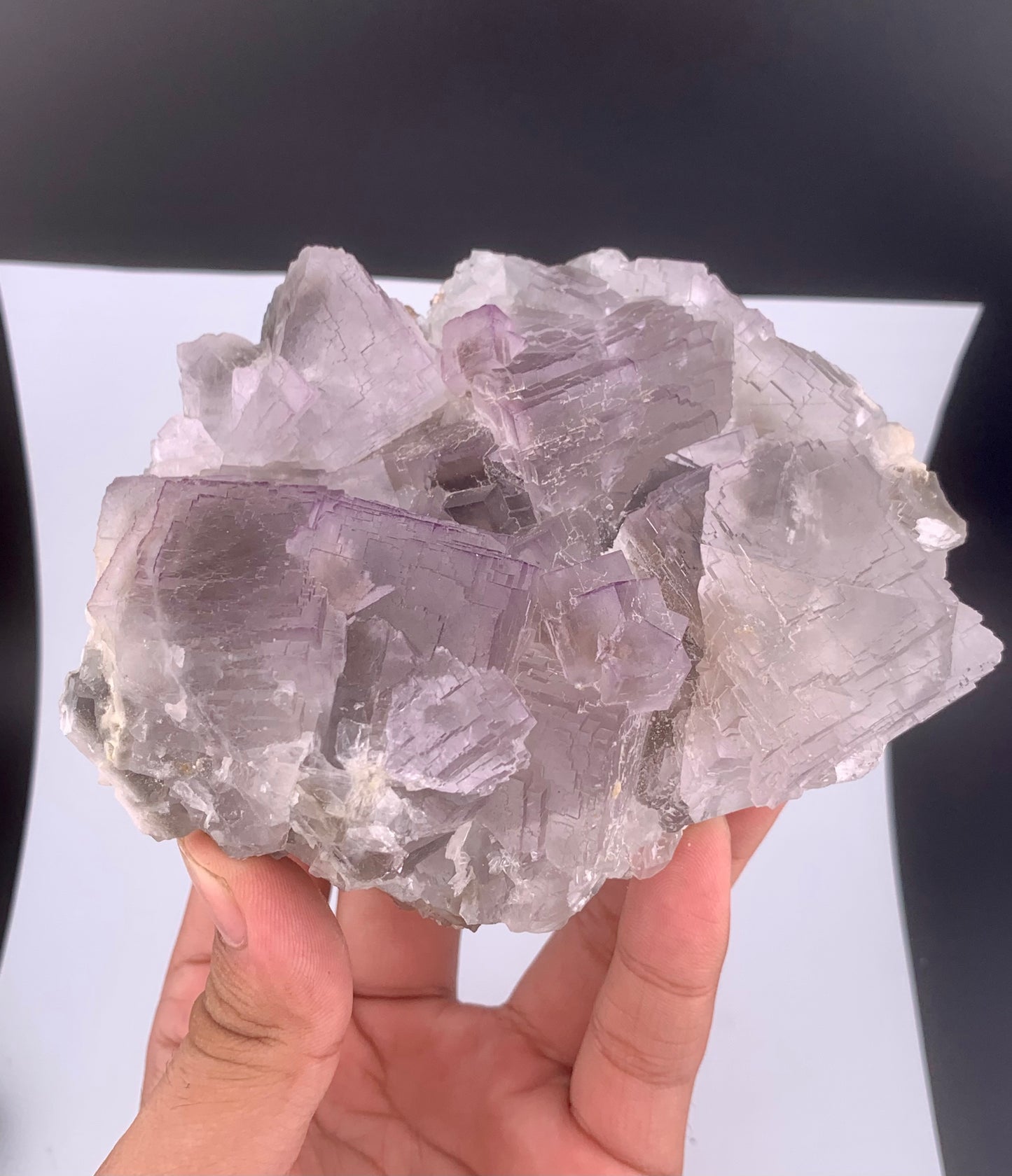 Purple Phantom Fluorite Crystal With Calcite From Pakistan - 635 Gram