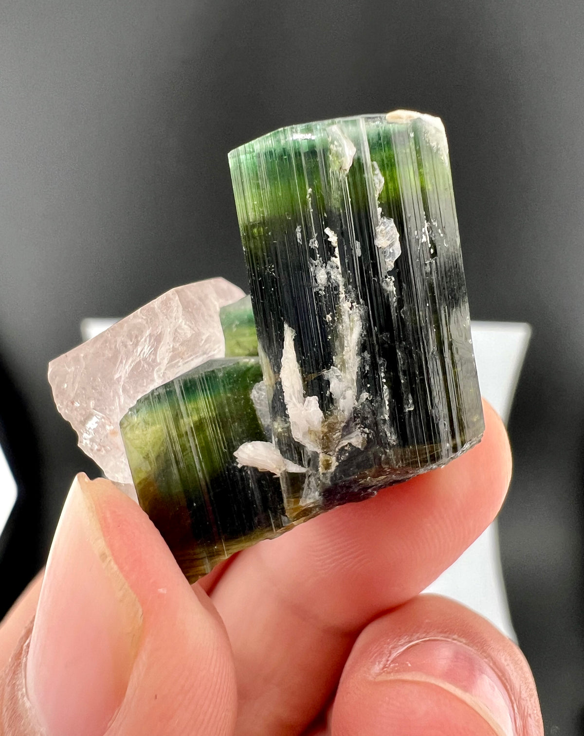 Green Cap Tourmaline Crystal with Quartz from Pakistan - 17 Grams