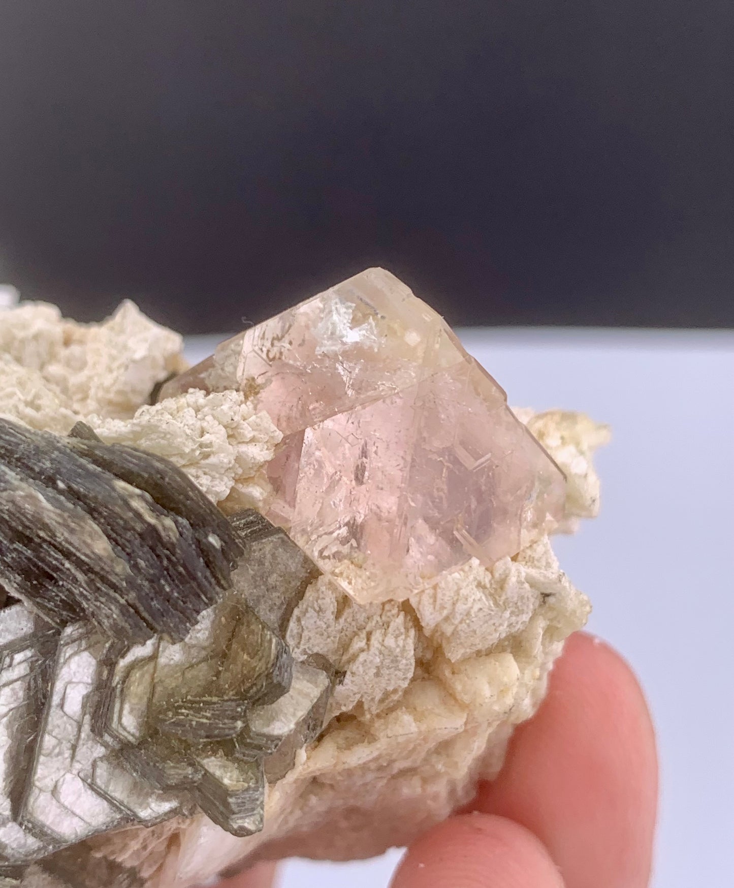 Pink Fluorite Crystal With Mica on Matrix From Pakistan - 101 Grams