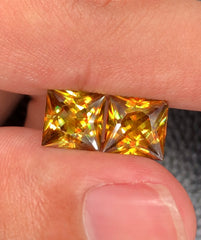 Sparkling Full Fire Titanite Sphene Perfect Pair, Loose Gemstone, Princes Cut Faceted Rare Sphene - 6.70 CT