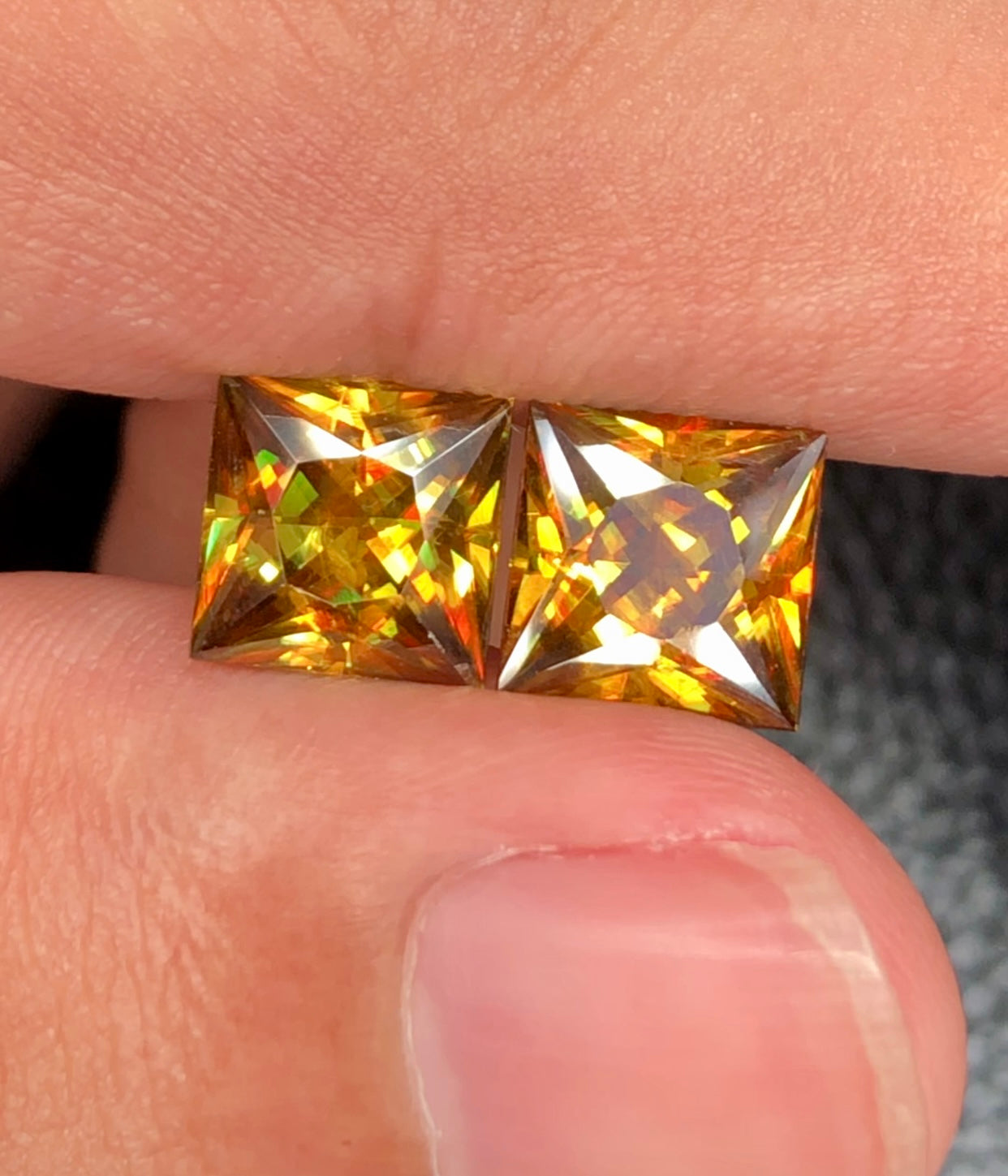 Sparkling Full Fire Titanite Sphene Perfect Pair, Loose Gemstone, Princes Cut Faceted Rare Sphene - 6.70 CT