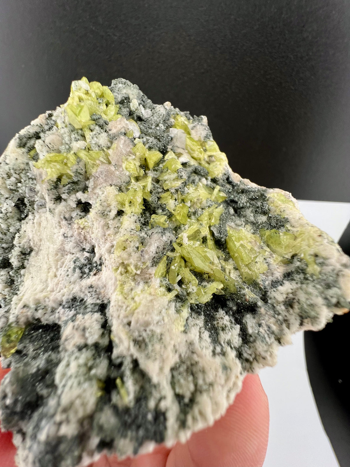 Natural Green Sphene Crystals on Matrix From Pakistan - 77 Grams