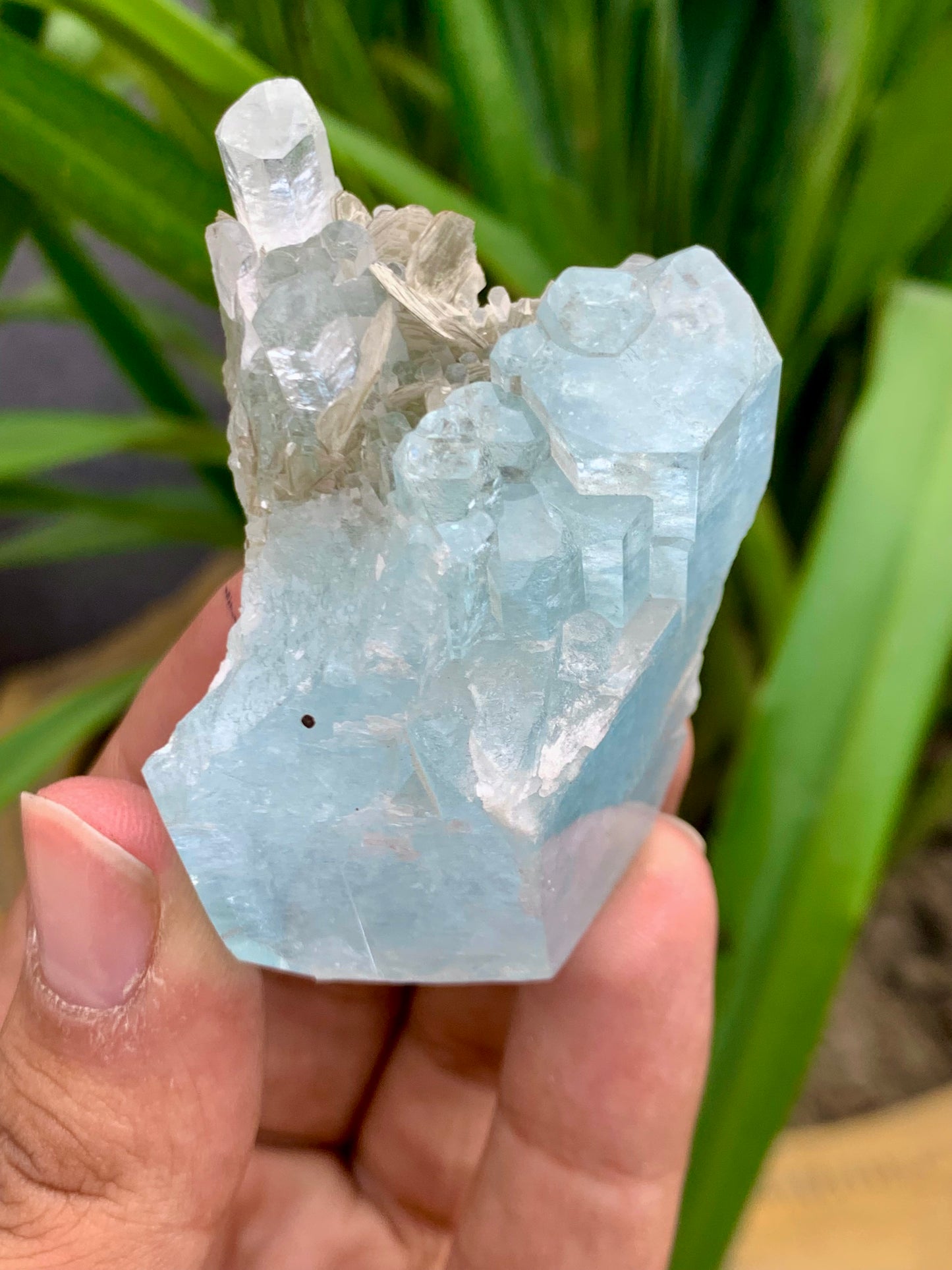 Blue Aquamarine Crystal with Mica Pakistan 90 Gram