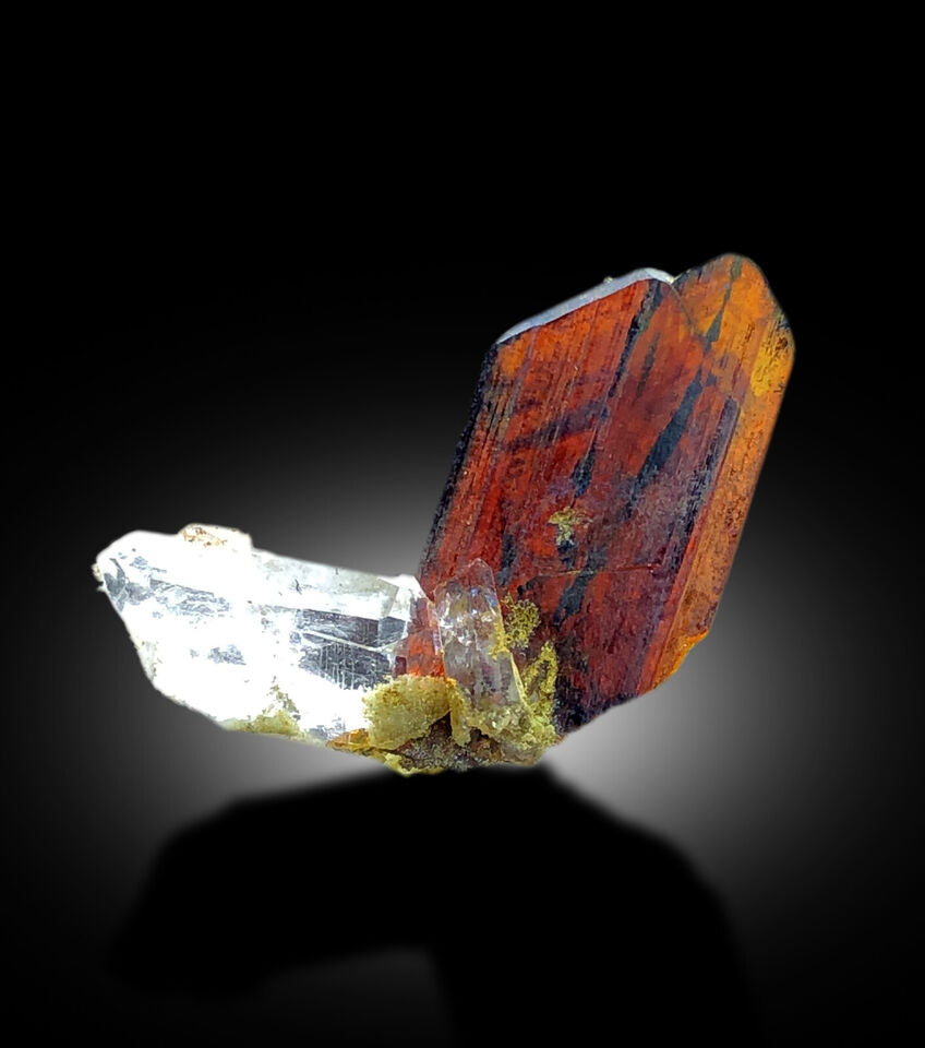 Natural red Brookite crystal with Quartz specimen
Rare Brookite mineral specimen from Pakistan
Red Brookite crystal with natural termination
Collector Brookite with Quartz association