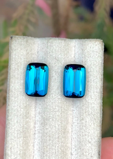 Tourmaline Perfect Pair 7 CT, Exceptional Ink Blue Tourmaline Perfect Pair