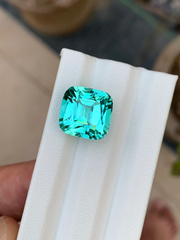 Natural Beautiful Lagoon Colour Tourmaline Gemstone For Sale , Cushion Shape Fine Cut Afghanistan Lagoon Tourmaline For Jewellery 14.30 CT