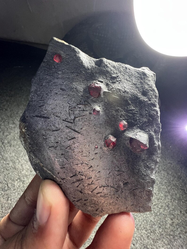 Red Garnet Crystals on Graphite from Massachusetts, USA - 62 Grams