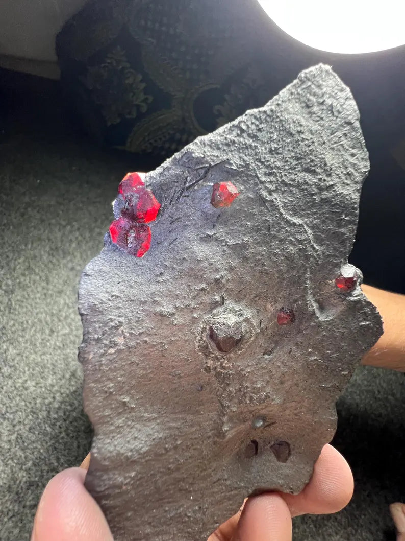 Red Garnet Crystals on Graphite from Massachusetts, USA - 66 Grams