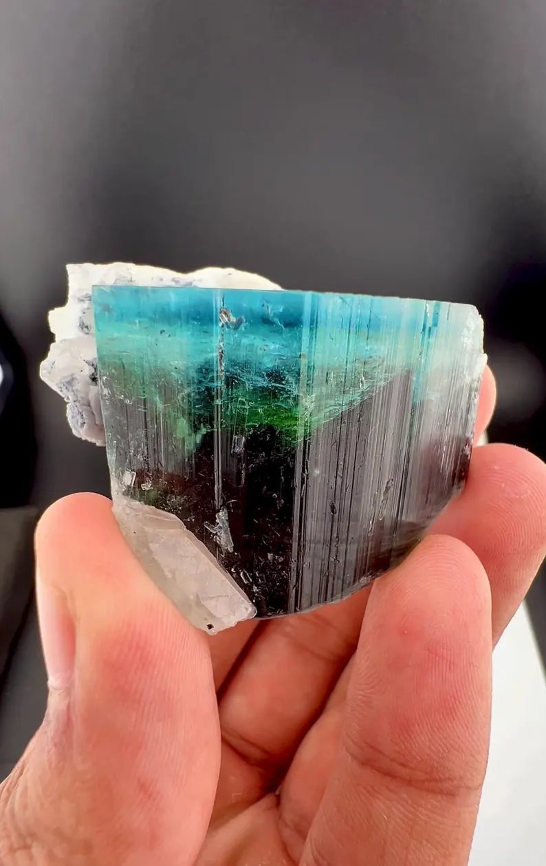 Blue Cap Tourmaline Crystal from Afghanistan - 72 Grams