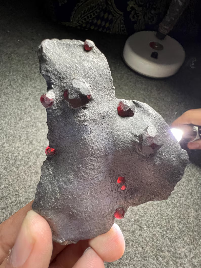 Red Garnet Crystals on Graphite from Massachusetts, USA - 55 Grams