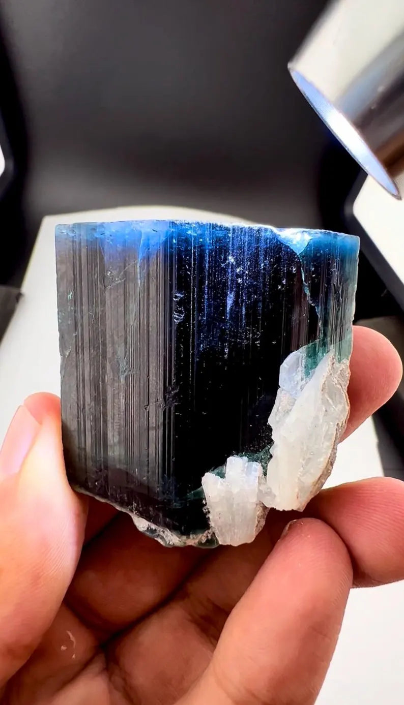 Blue Cap Tourmaline Crystal from Afghanistan - 130 Grams