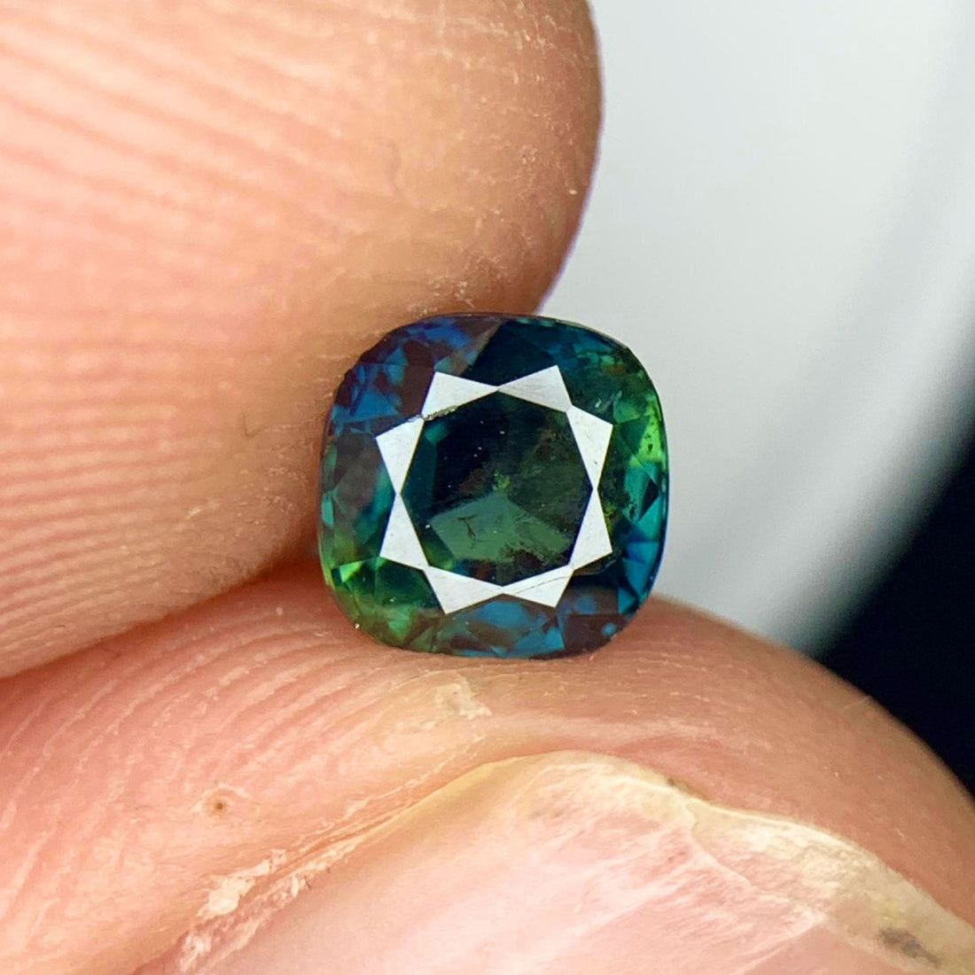 Green sapphire faceted stone rare color