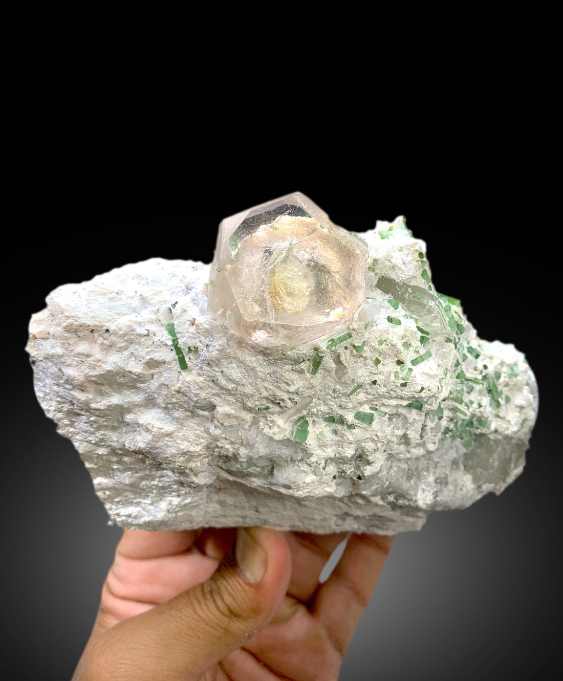 Natural pink morganite crystal specimen from Afghanistan