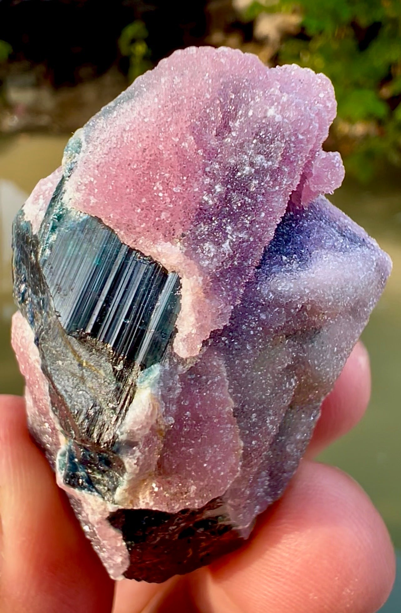 Crystallized Rose Quartz on Schorl Tourmaline from Afghanistan, 56 gram