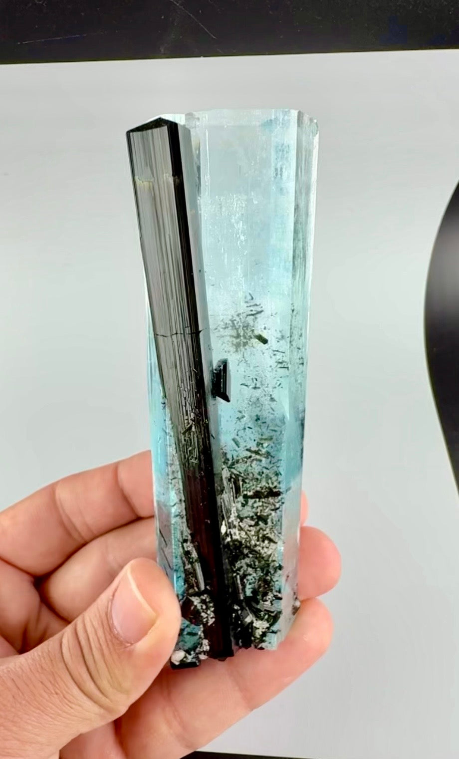 Aquamarine Crystal with Schorl from Pakistan, 160 Gram