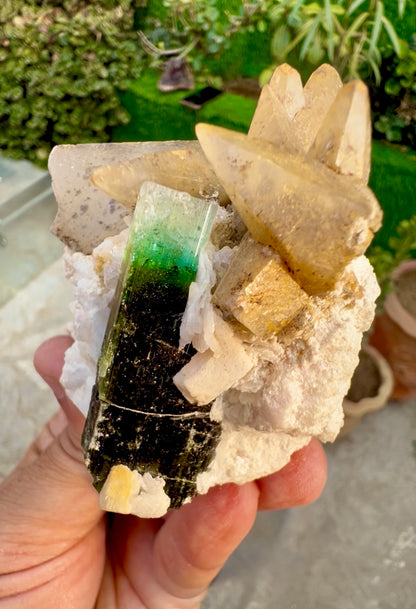 Blue Cap Tourmaline with Calcite from Paprok Afghanistan , 208 g
