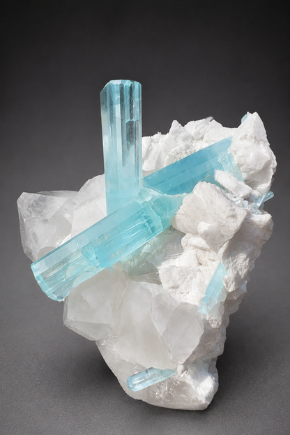 Museum Grade Aquamarine specimen with Quartz and Feldspar from Pakistan, 1696 gram