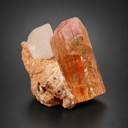 Natural Golden Topaz Crystal on Matrix from Katlang Pakistan, 59 gram