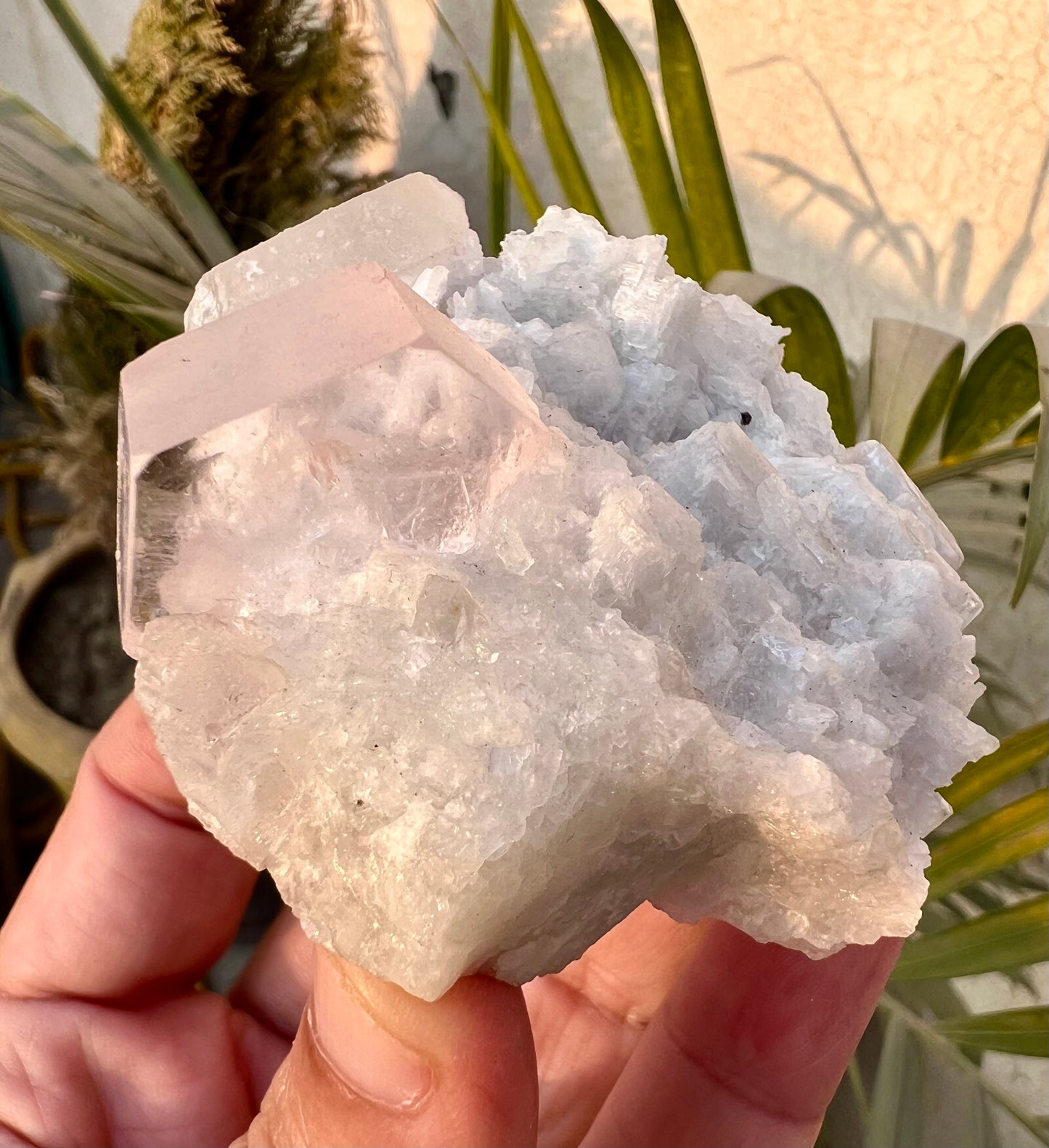Morganite crysal with Quartz and Cleavlandite Albite from Afghanistan, 125 gram