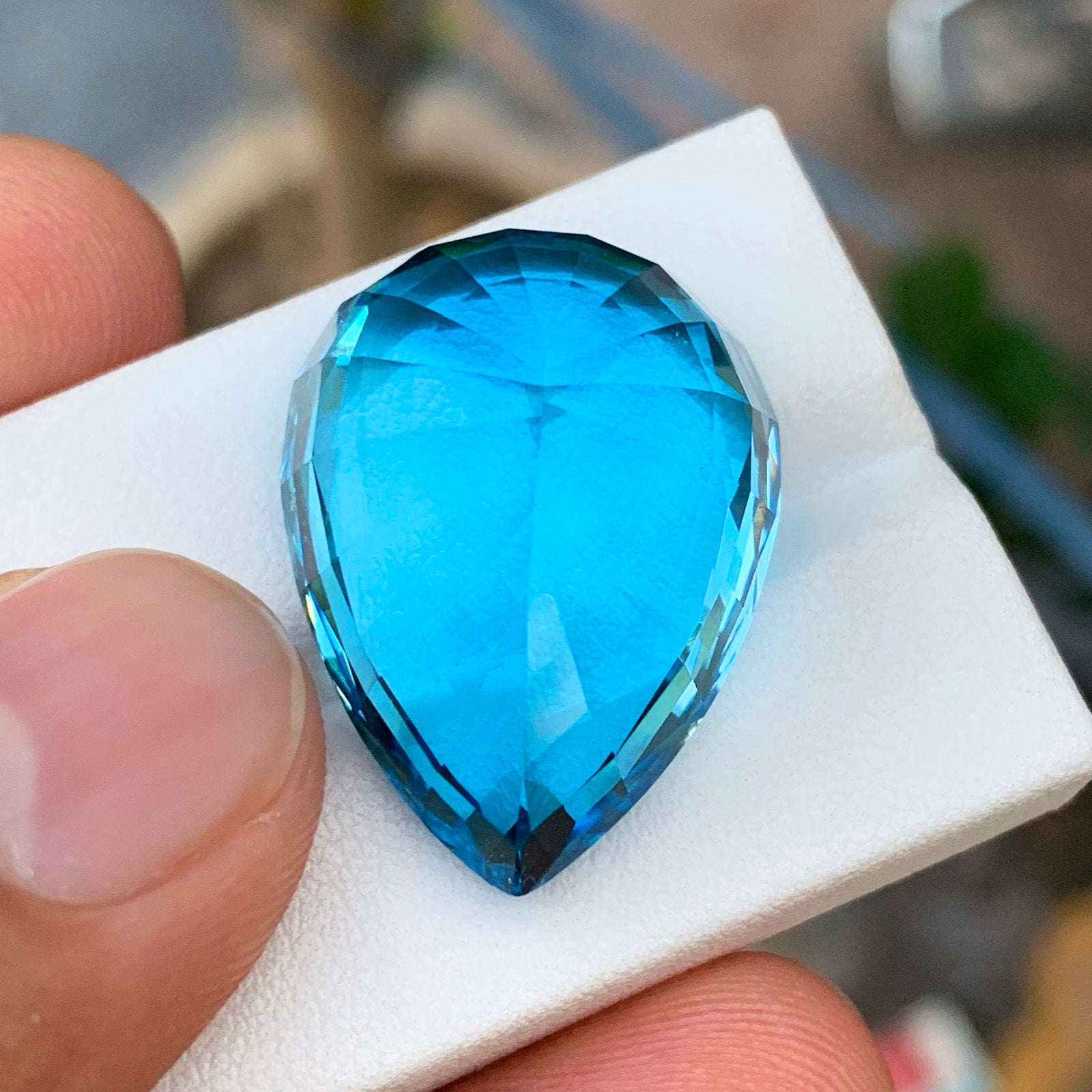 Swiss Blue Topaz Gemstone, Pear Shape Topaz Jewelry Stone, Natural Topaz