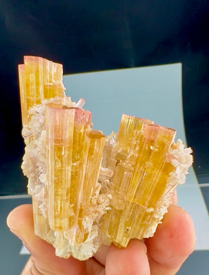 Pink and Orange Tourmaline Crystals Cluster with Lepidolite, 80 Gran