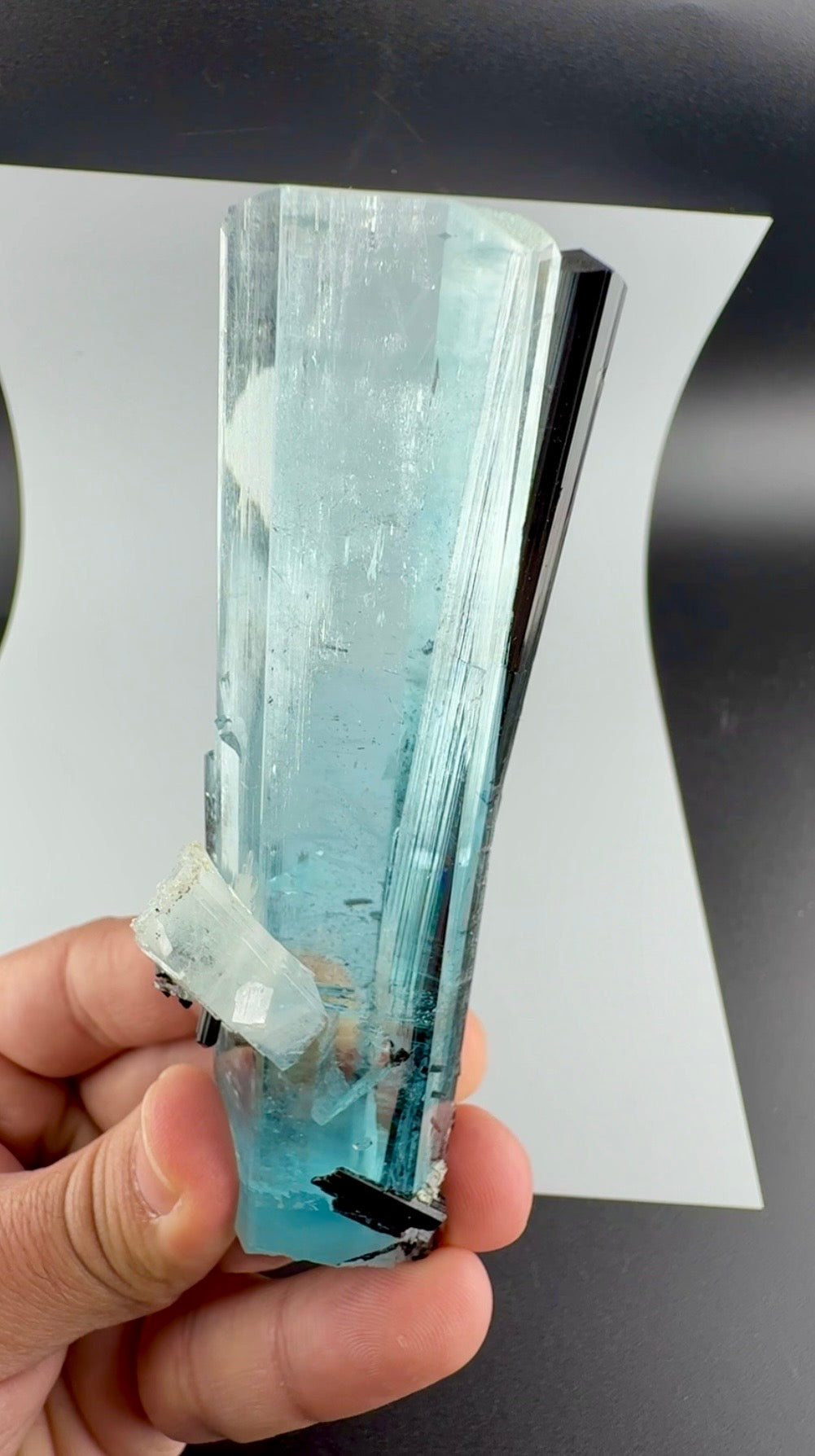 Aquamarine Crystal with Schorl from Pakistan, 160 Gram