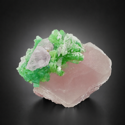 Natural Pink Morganite with Lilac Kunzite and Green Tourmaline Cluster from Afghanistan, 291 gram