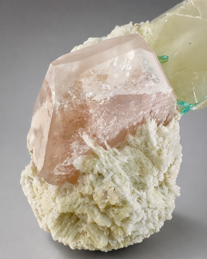 Natural Morganite with Green Tourmaline, Smoky Quartz and Clevelandite Albite from Afghanistan, 631 gram