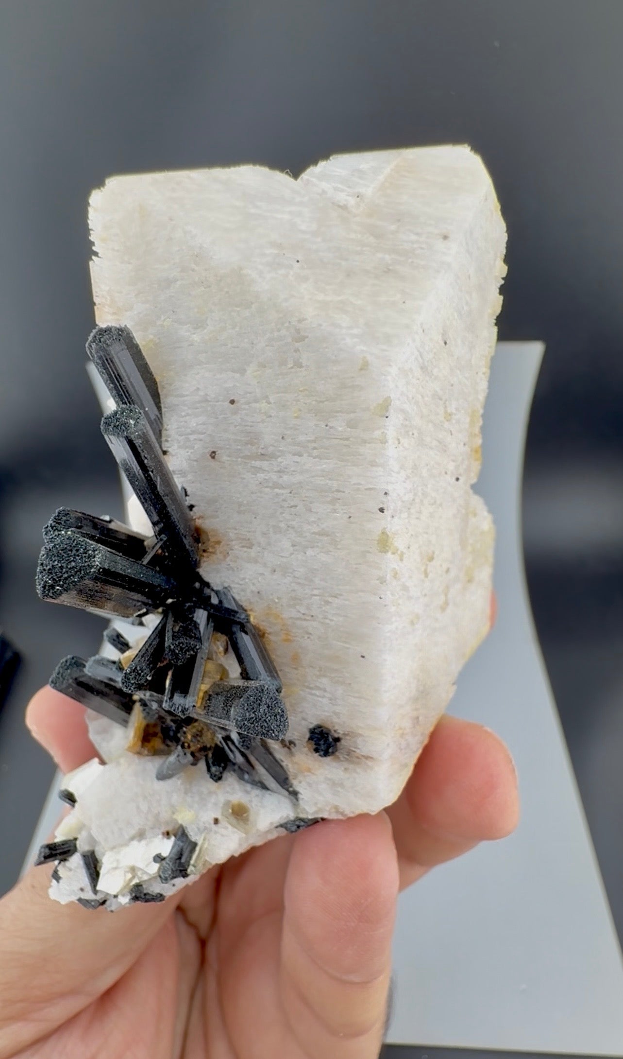 Schorl Tourmaline crystals on Microcline Feldspar from Pakistan, 186 gram