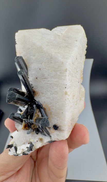 Schorl Tourmaline crystals on Microcline Feldspar from Pakistan, 186 gram