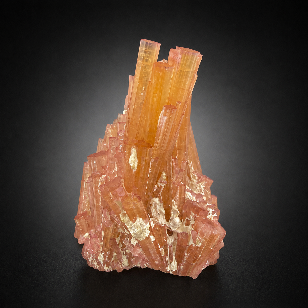 Orange Tourmaline Crystals Cluster , 224 gran