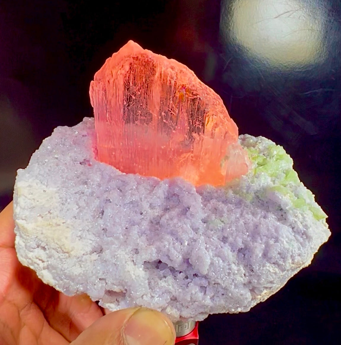 Pink Kunzite with Green Tourmalines on Lepidolite from Afghanistan, 749 gram