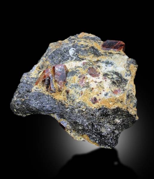 RED ZIRCON CRYSTALS ON MATRIX MINERAL SPECIMEN FROM SKARDU PAKISTAN - 3912 GRAM