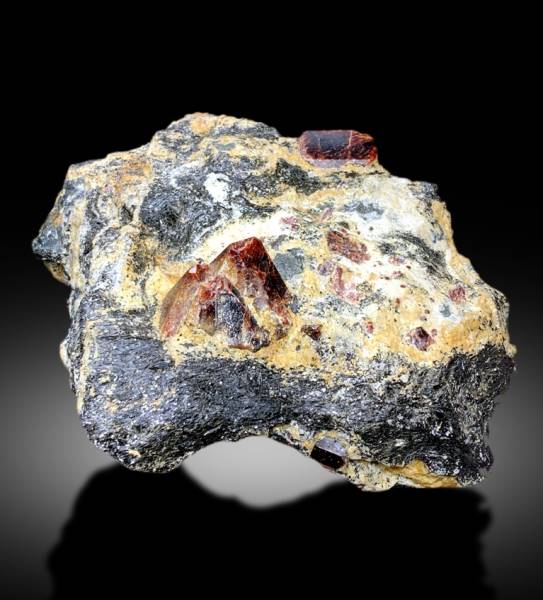 RED ZIRCON CRYSTALS ON MATRIX MINERAL SPECIMEN FROM SKARDU PAKISTAN - 3912 GRAM