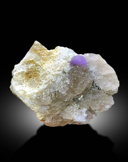 NATURAL PURPLE COLOR APATITE WITH ETCHED QUARTZ, APATITE CRYSTAL, APATITE SPECIMEN, APATITE STONE, APATITE FROM SKARDU PAKISTAN - 128 GRAM