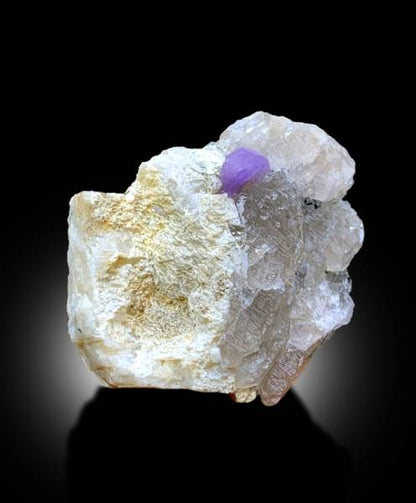 NATURAL PURPLE COLOR APATITE WITH ETCHED QUARTZ, APATITE CRYSTAL, APATITE SPECIMEN, APATITE STONE, APATITE FROM SKARDU PAKISTAN - 128 GRAM