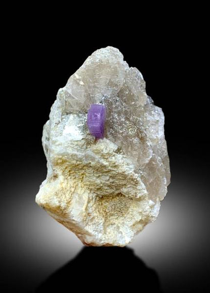 NATURAL PURPLE COLOR APATITE WITH ETCHED QUARTZ, APATITE CRYSTAL, APATITE SPECIMEN, APATITE STONE, APATITE FROM SKARDU PAKISTAN - 128 GRAM