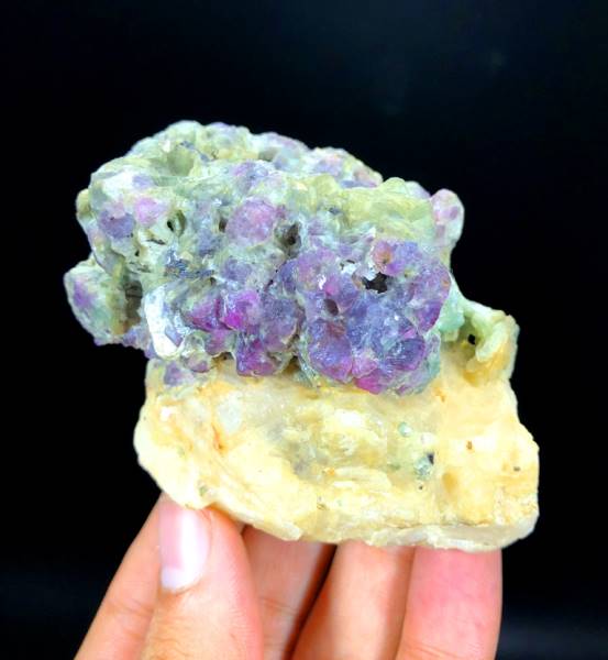 NATURAL PURPLE CORUNDUM BUNCH ON MATRIX SPECIMEN FROM KASHMIR PAKISTAN - 315 GRAM