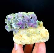 NATURAL PURPLE CORUNDUM BUNCH ON MATRIX SPECIMEN FROM KASHMIR PAKISTAN - 315 GRAM