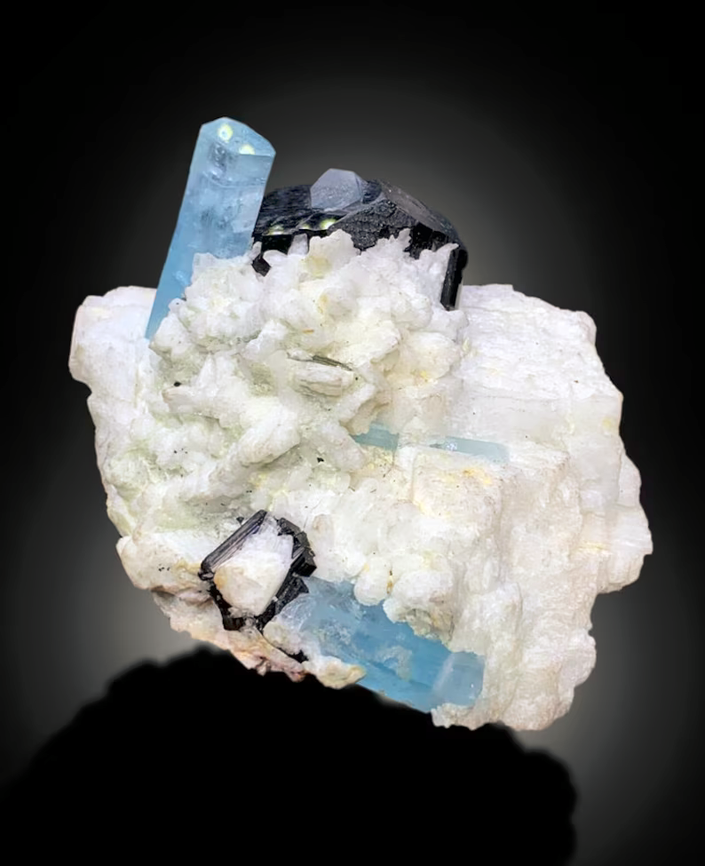 Aquamarine With Schorl Tourmaline and Albite From Afghanistan - 491 gram