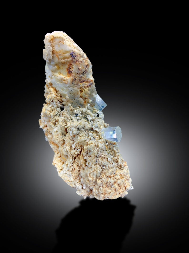 Natural AquaMorganite Crystals with Feldspar, Morganite var Aquamarine, AquaMorganite Specimen from Skardu Pakistan - 495 gram