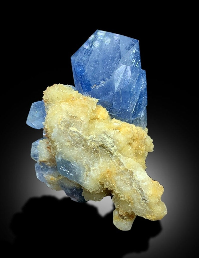 Celestine Crystals with Calcite Mineral Specimen from Afghanistan - 95 gram