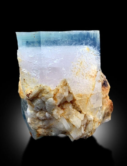 Terminated AquaMorganite With Feldspar Mineral Specimen From Skardu Pakistan - 92 gram