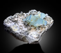 Natural Blue Cap Blue Aquamarine Crystals with Mica, Aquamarine Specimen, Aquamarine from Chumar Bakhoor Gilgit Baltistan Pakistan - 992 gram