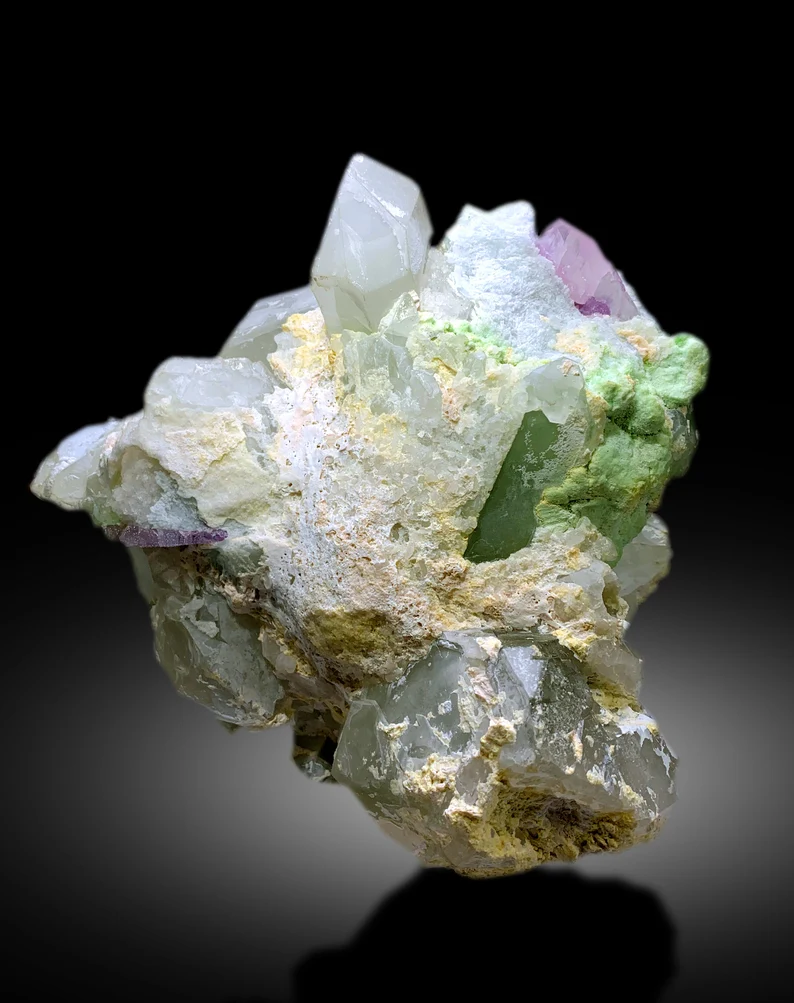 Natural Pink Color Kunzite with Green Tourmalines, Quartz and Cleavelandite Albite, Mineral Specimen, Raw Mineral, Kunzite Specimen - 8.2 Kg